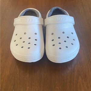 Kids Crocs Classic Lined Fuzzy Clog - White